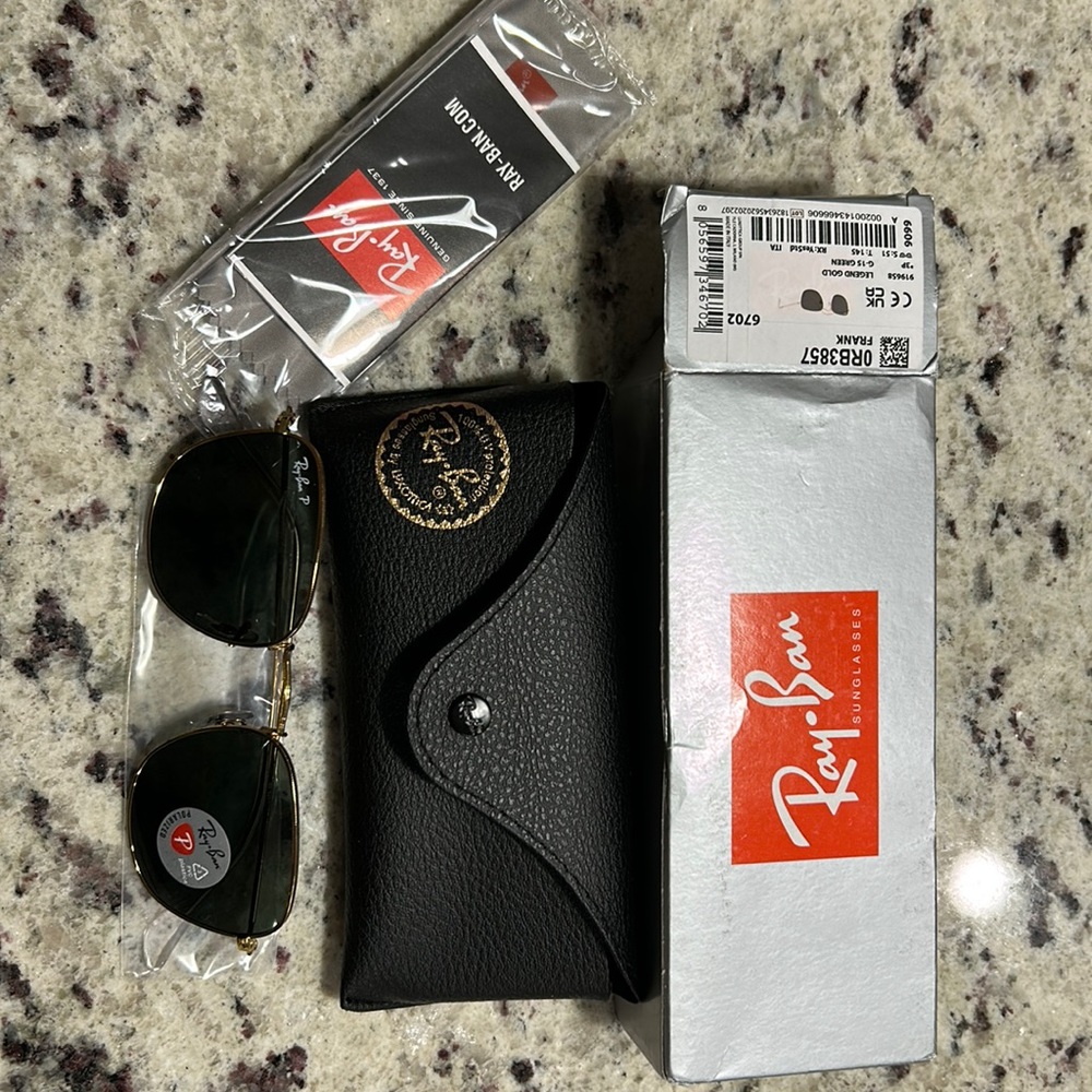 Ray Ban Frank, brand new, never worn, authentic. Legend Gold